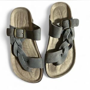 Army Green Braided Strap Sandals